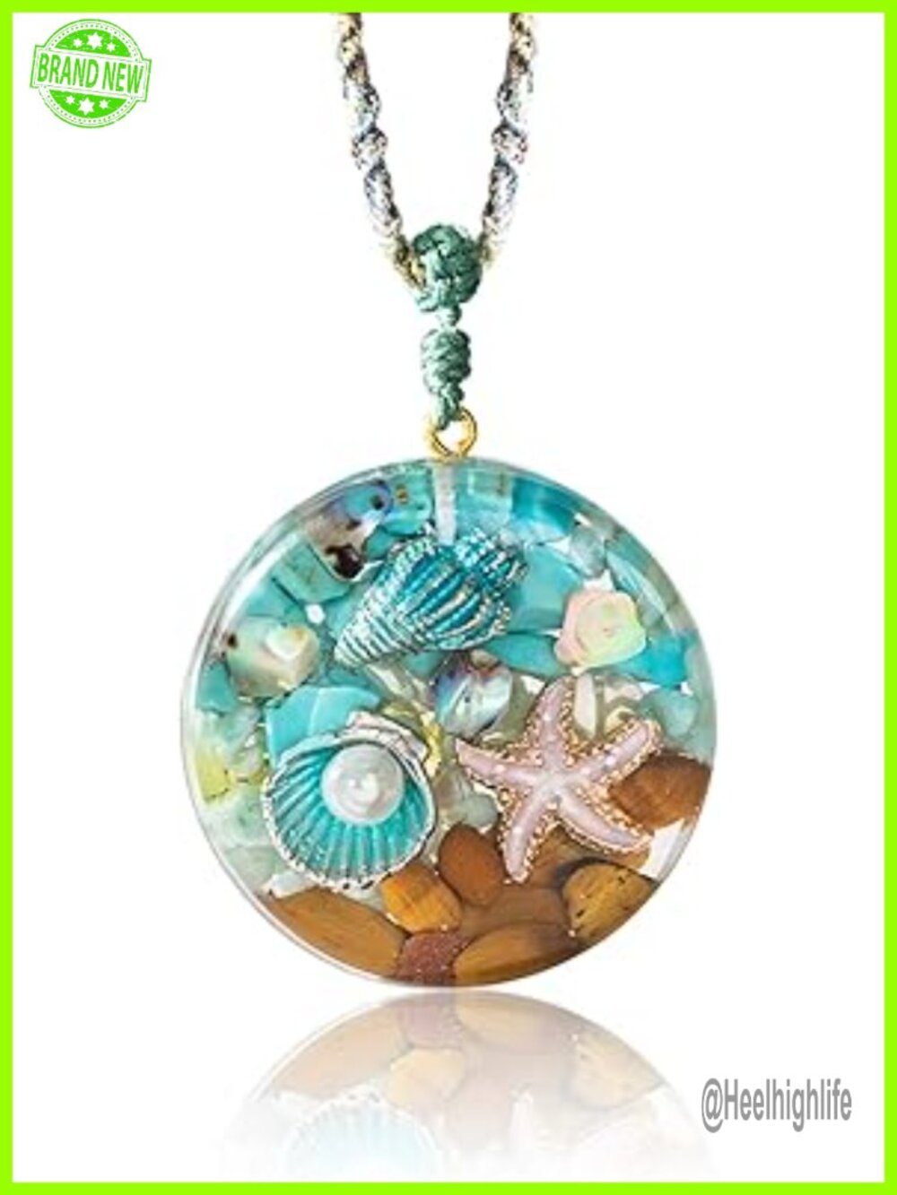 Ocean-Inspired Adjustable Rope Necklace With Conch And Starfish